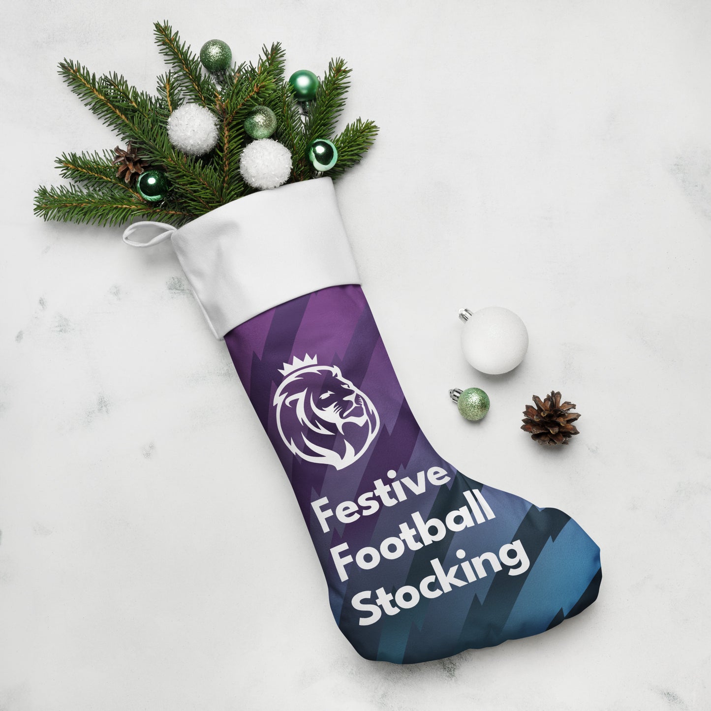 Festive Football Stocking for Christmas (Blue)