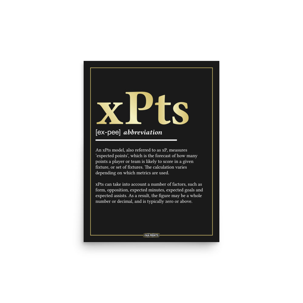 Expected Points xPts Definition Poster for Fantasy Football Enthusiasts