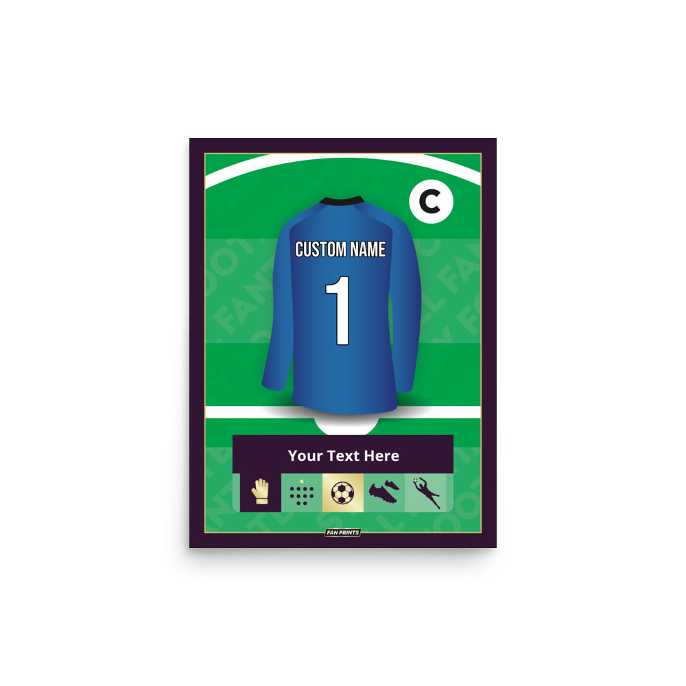 Goalkeeper Personalised Fantasy Player Poster (Blue)