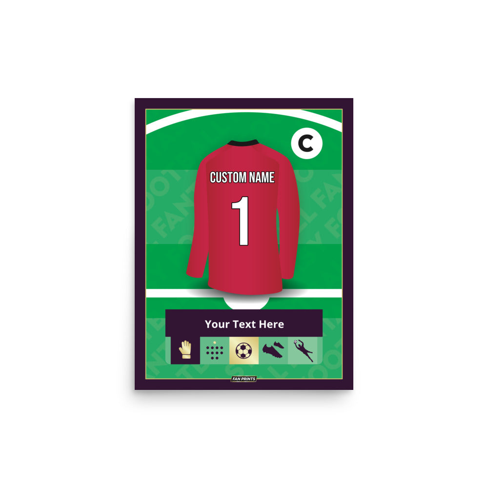 Goalkeeper Personalised Fantasy Player Poster (Red/Pink)