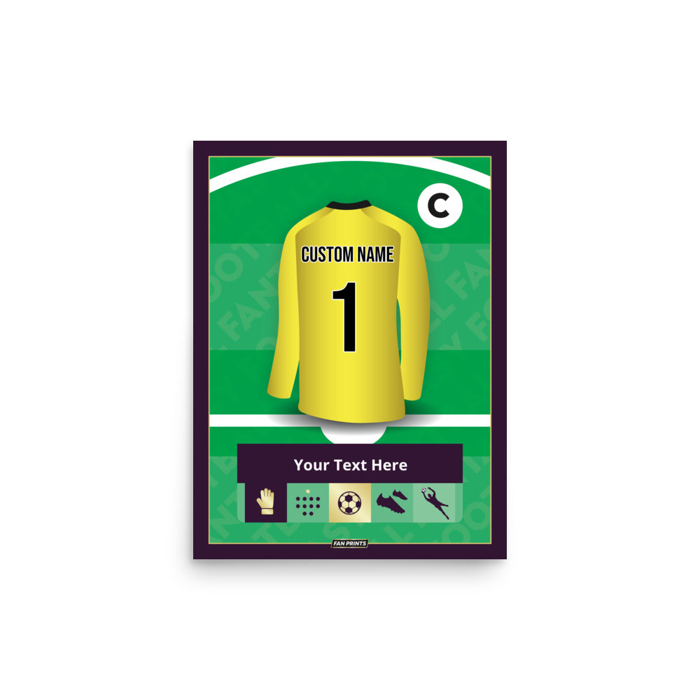 Goalkeeper Personalised Fantasy Player Poster (Yellow)