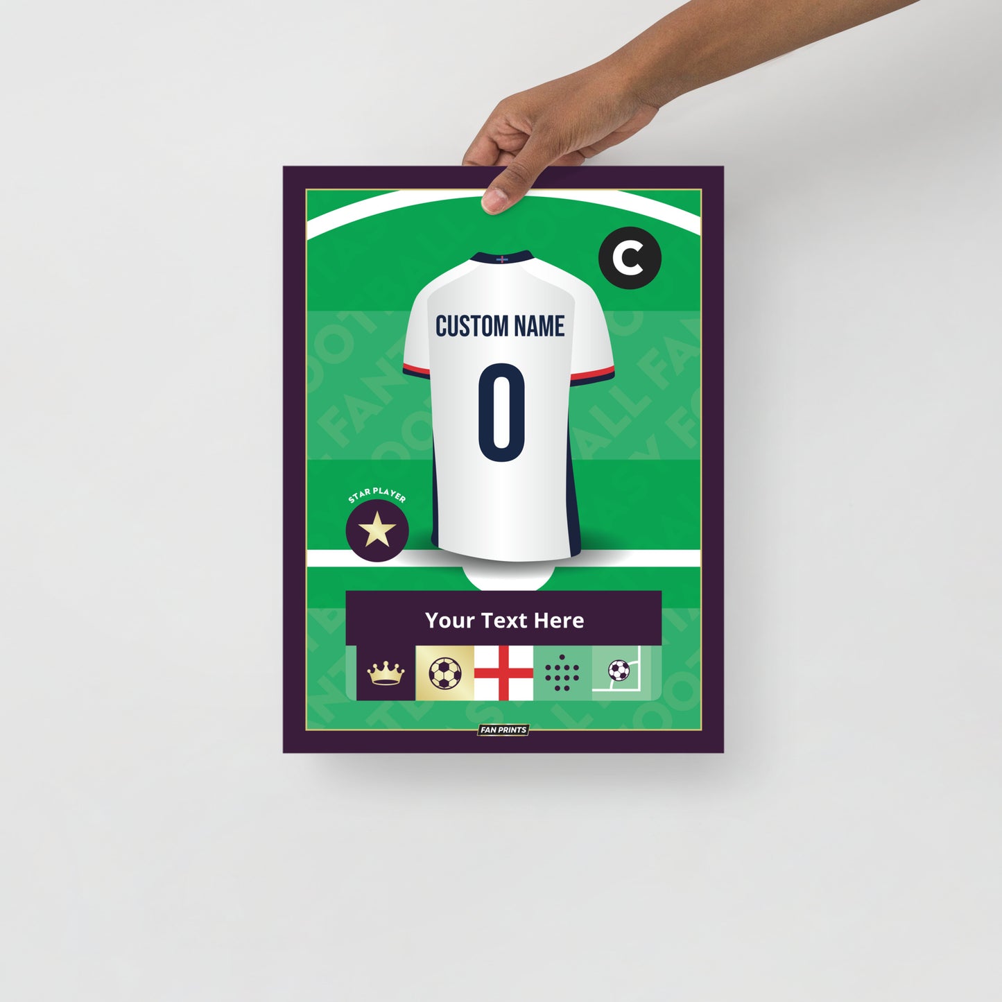 Personalised England Player Poster Euro 24