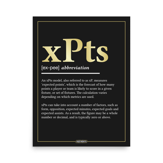 Expected Points xPts Definition Poster for Fantasy Football Enthusiasts