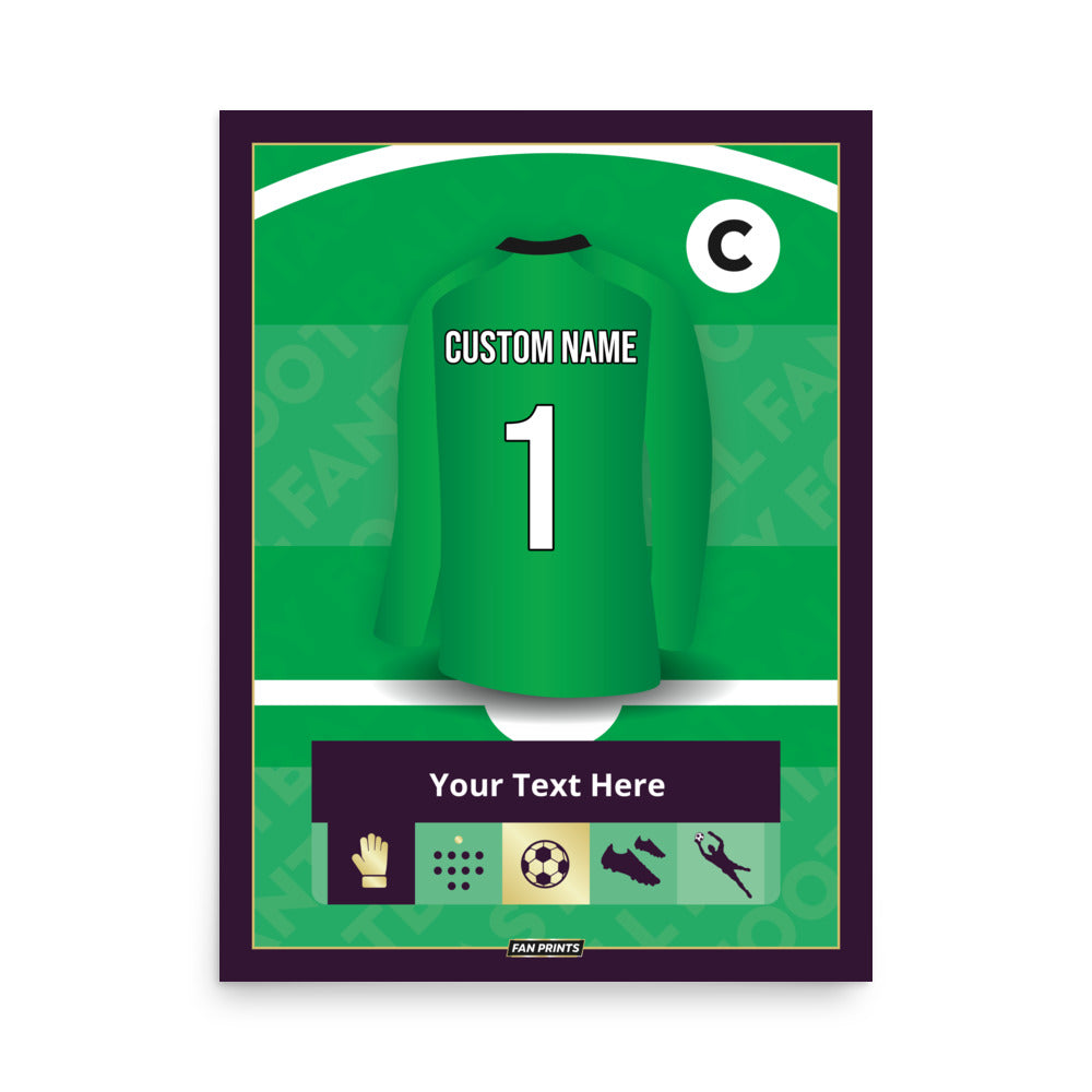 Goalkeeper Personalised Fantasy Player Poster (Green)