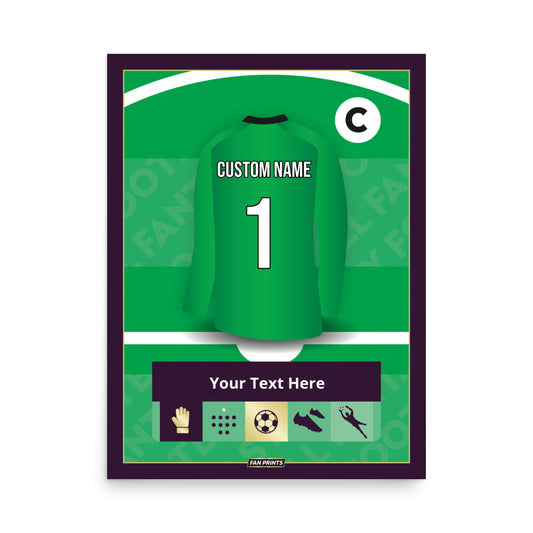 Goalkeeper Personalised Fantasy Player Poster (Green)