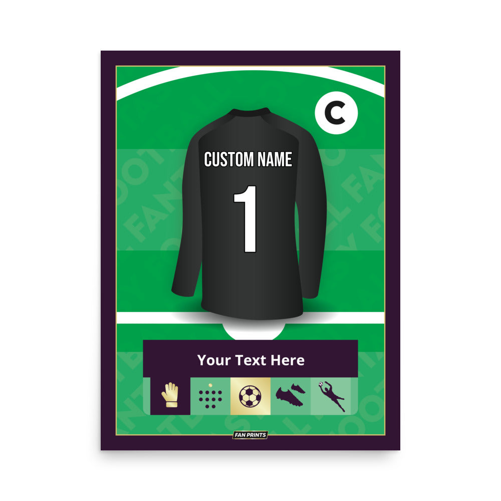 Goalkeeper Personalised Fantasy Player Poster (Black)