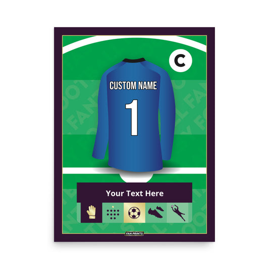 Goalkeeper Personalised Fantasy Player Poster (Blue)