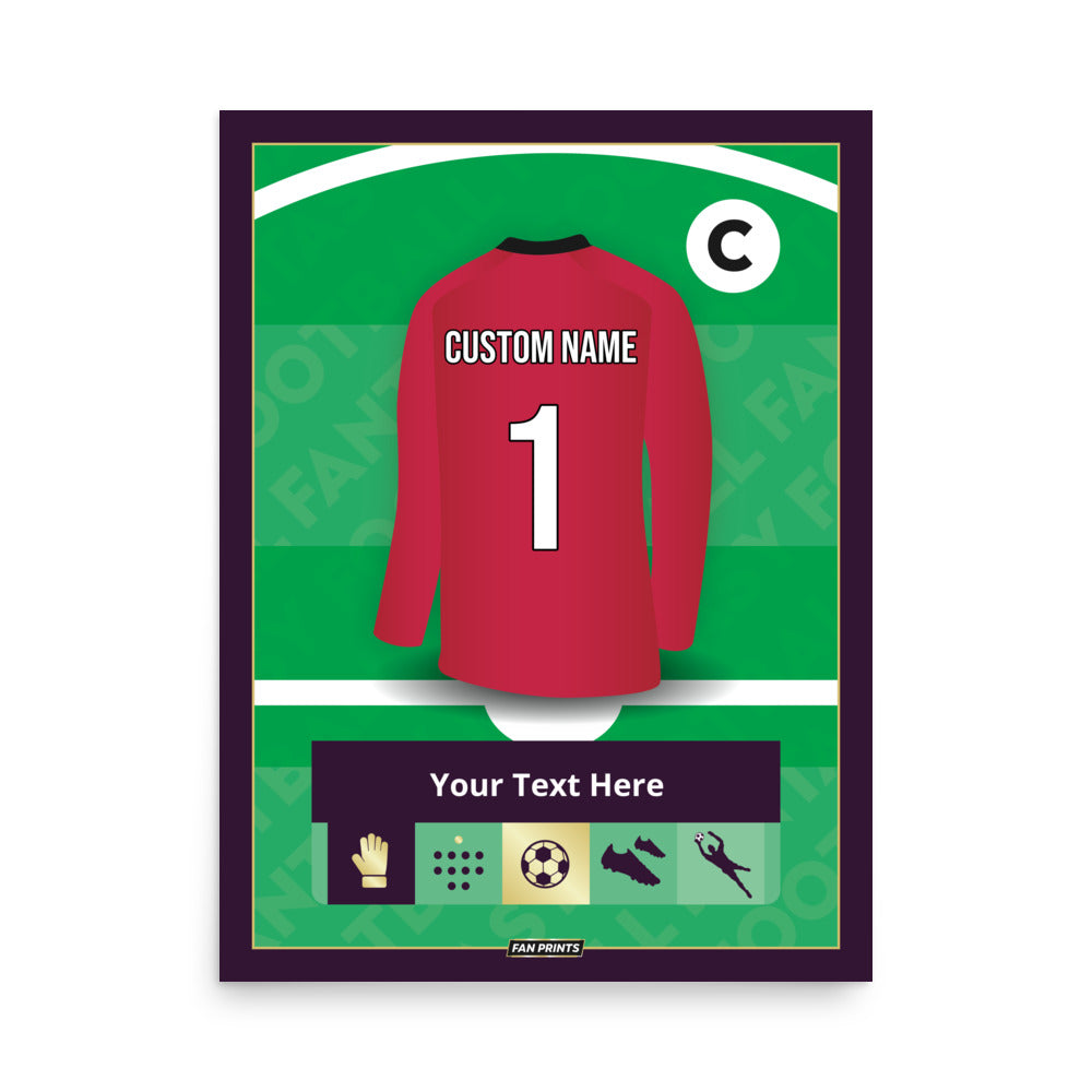 Goalkeeper Personalised Fantasy Player Poster (Red/Pink)