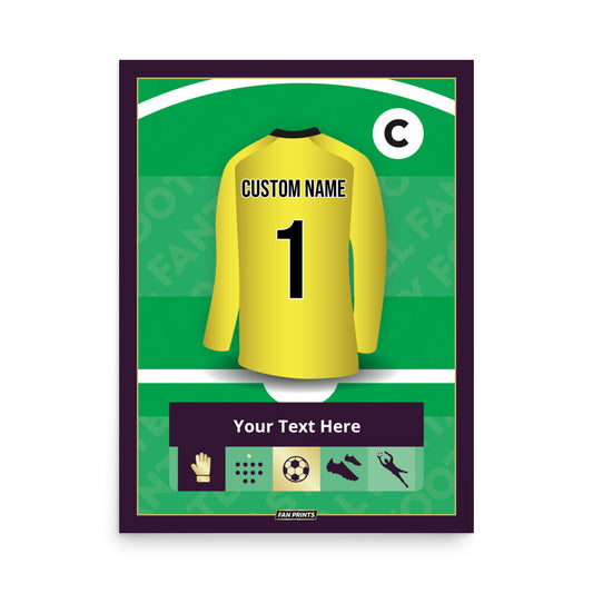 Goalkeeper Personalised Fantasy Player Poster (Yellow)