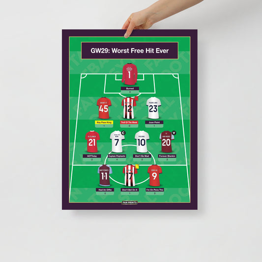 Worst Free Hit Ever - GW29 Fantasy Football Team Poster