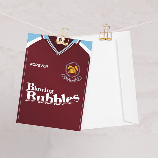 Forever Blowing Bubbles Classic Retro Football Shirt Greeting Card