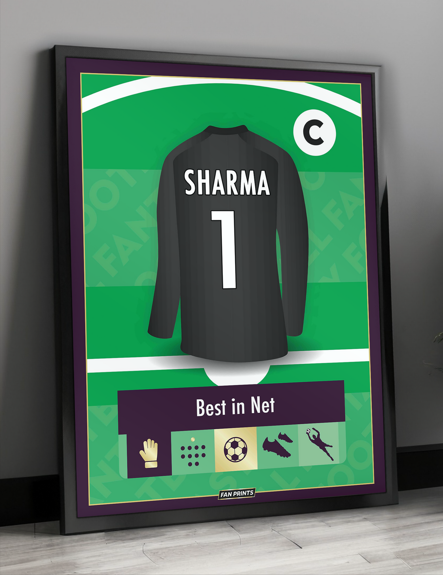 Goalkeeper Personalised Fantasy Player Poster (Black)