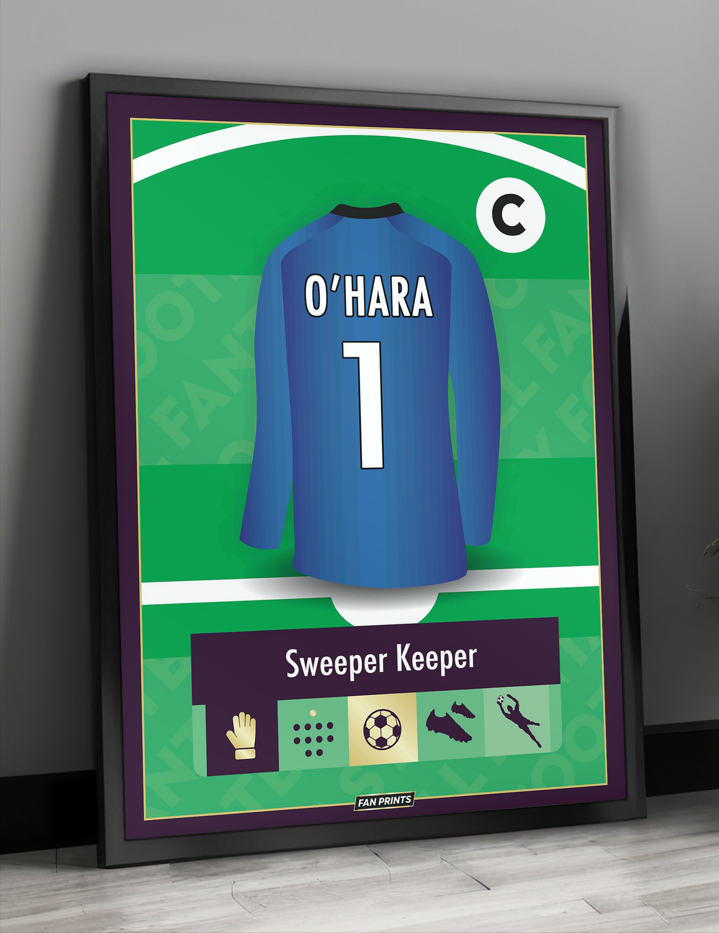 Goalkeeper Personalised Fantasy Player Poster (Blue)