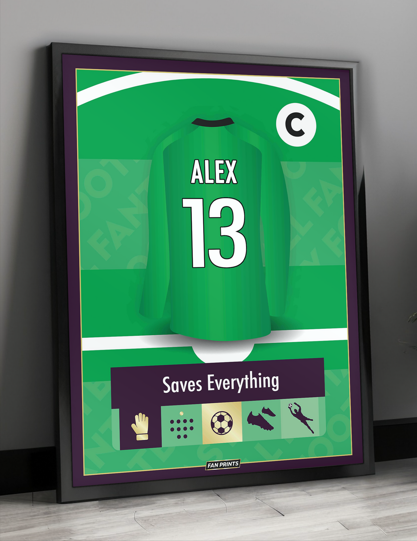 Goalkeeper Personalised Fantasy Player Poster (Green)