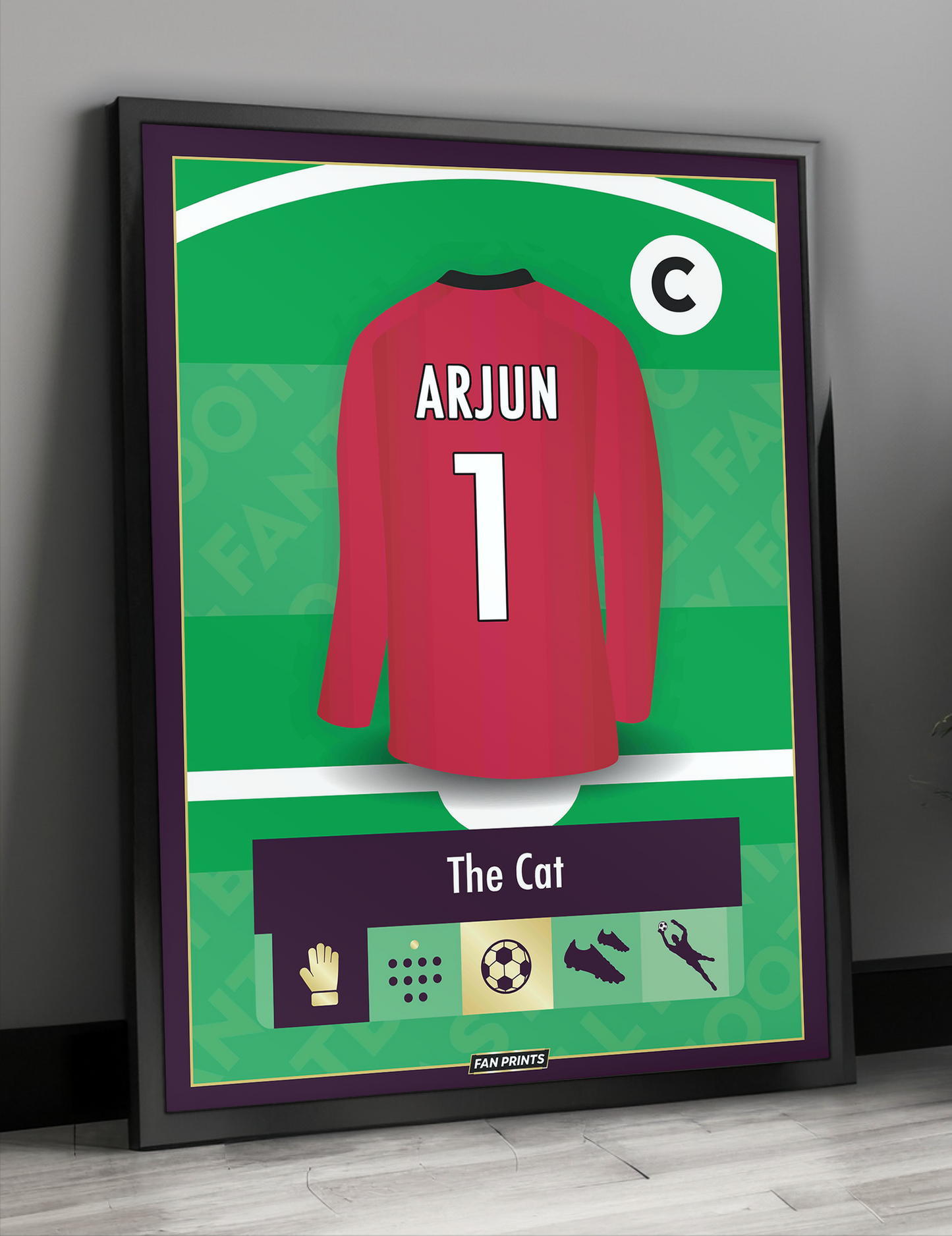 Goalkeeper Personalised Fantasy Player Poster (Red/Pink)