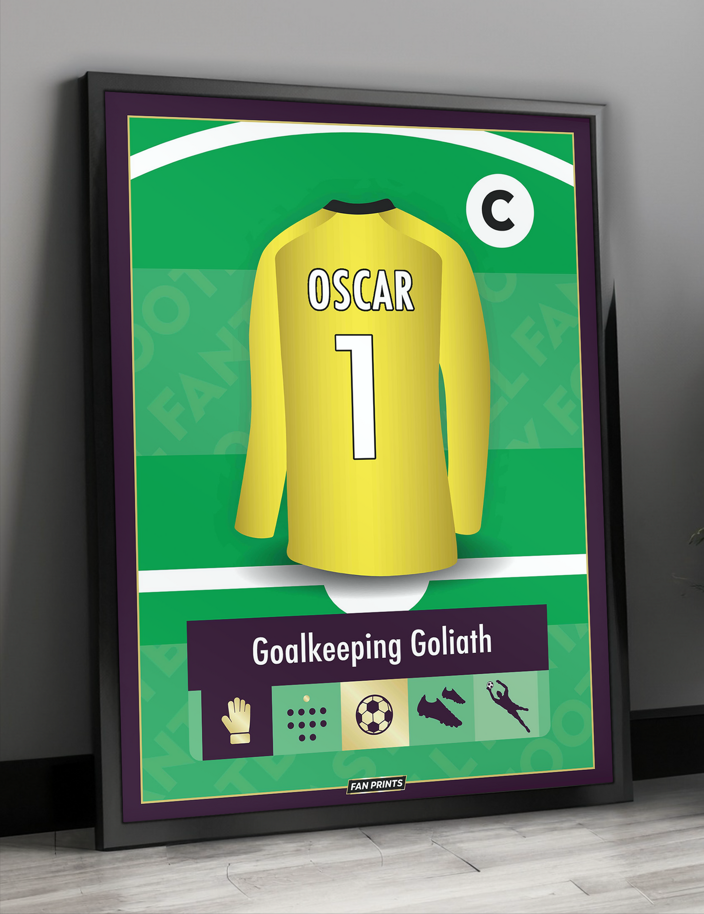 Goalkeeper Personalised Fantasy Player Poster (Yellow)